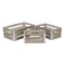 Contemporary Home Living Set of 3 Brown and Gray Slatted Handmade Storage Crates 14.5"